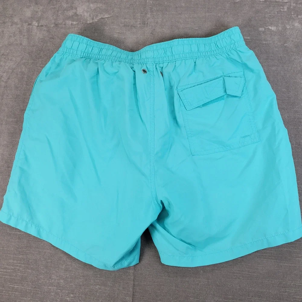 Polo Ralph Lauren Swim Trunks Teal Yellow Pony‎ Logo Men Large Elastic Waist